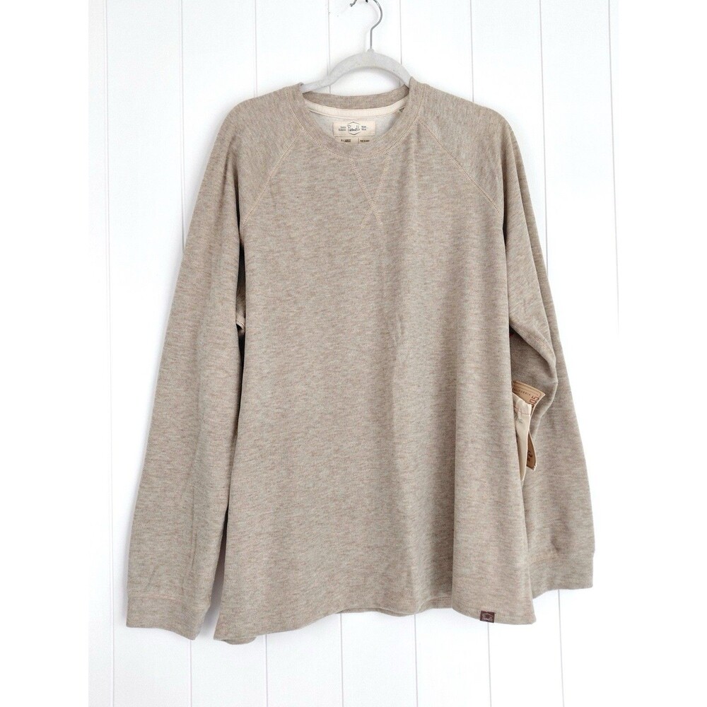 NWT Purnell Beige Oatmeal Heathered Crew Neck Pullover Sweater Fleece XL